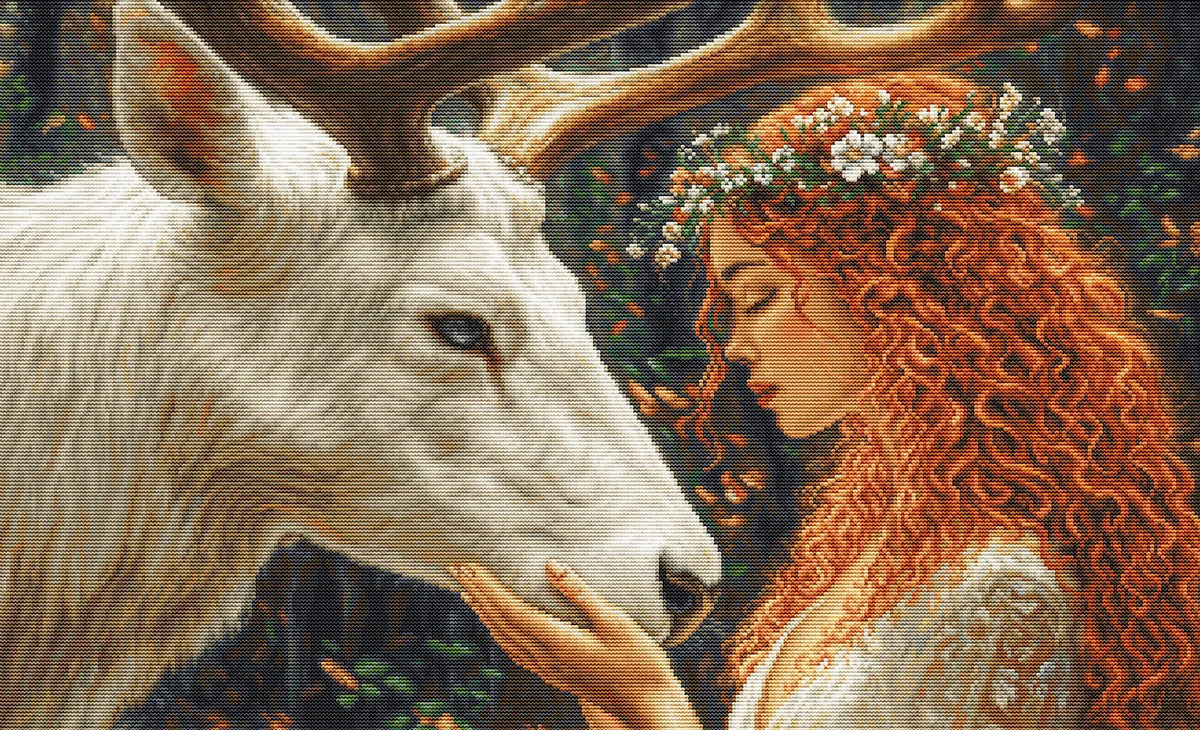 Kit de punto de cruz Luca-S GOLD The Gentle Spirit of the Forest con diseño artístico y acabado premium