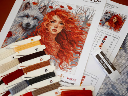 P049 The Ginger Girl and the Wolf - Cross Stitch Kit AVA